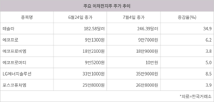 테슬라 35% 폭등하자 이차전지株 분위기 반전