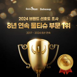 베베숲, 2024 ’브랜드 선호도 조사’ 물티슈 부문 8년째 1위 기록