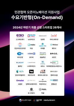 넥스트유니콘, 2024 민관협력 오픈이노베이션 지원사업 수요기반형 하반기 26개 과제 최종 선정