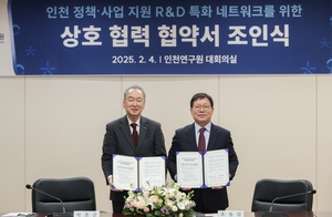 iH-인천연구원, 지역 현안 해결에 맞손... MOU 체결