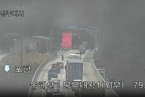 동해고속도로 경주문무대왕1터널서 전기차에 화재...2명 부상