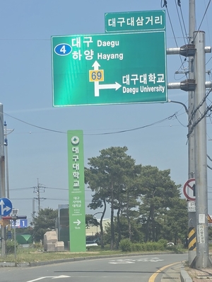 대구대, 지주식 간판 인도에 불법 설치 논란