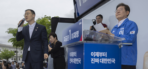 [대선 2025]탈당 김상욱 “이재명이 참된 보수” 지원 유세