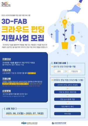 마포 3D-FAB, 2025년 ‘3D-FAB 크라우드펀딩 지원사업’ 참여기업 모집