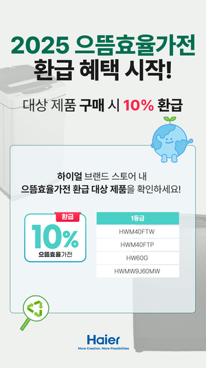하이얼 세탁기, ‘2025 으뜸효율 환급사업’ 대상 포함