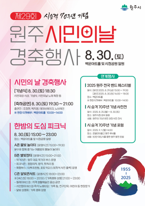 원주시, 시 승격 70주년 기념 ‘제29회 원주시민의 날’ 경축행사 개최