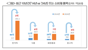 “韓 소비재 수출 지형도 급변···전기차·화장품 ‘뜨고’ 디젤차·TV ‘지고’”