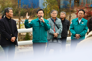 이상일, 고기동 도로개통 앞두고 현장 점검...공사상황 확인