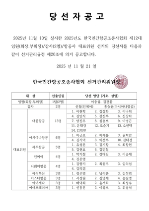 이충섭 현 한국민간항공조종사협회장, 제12대 회장 당선…‘연임 성공’