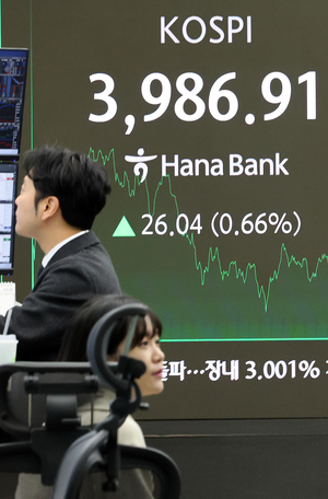 [마감시황] 코스피, 장중 4000선 돌파 후 숨고르기…매물 출회에 상승폭 축소 마감