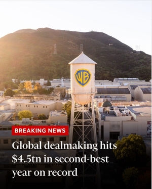 올해 글로벌 M&A 규모 4.5조달러…전년比 50%↑