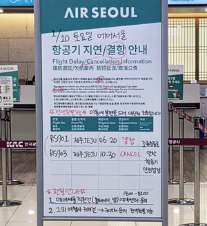 에어서울, 김포-제주 24개 운항편 ‘조류 충돌’ 여파로 잇단 결항…현재 정상 운항 중