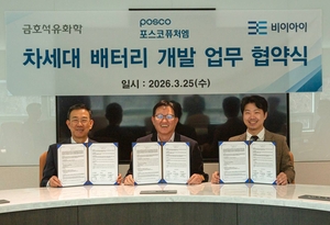 금호석화, 포스코퓨처엠·비이아이와 무음극 리튬메탈 배터리 MOU