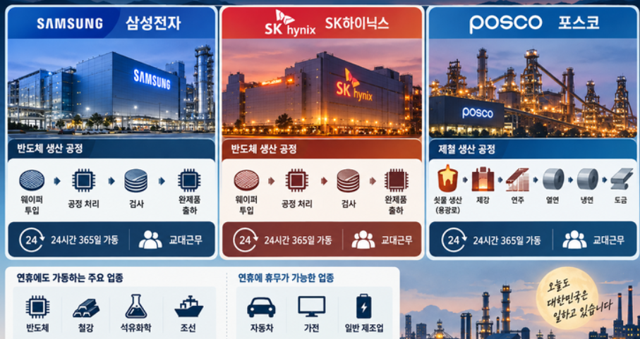 추석에도 불 안 꺼지는 삼성·SK·포스코 ‘365일 공장’